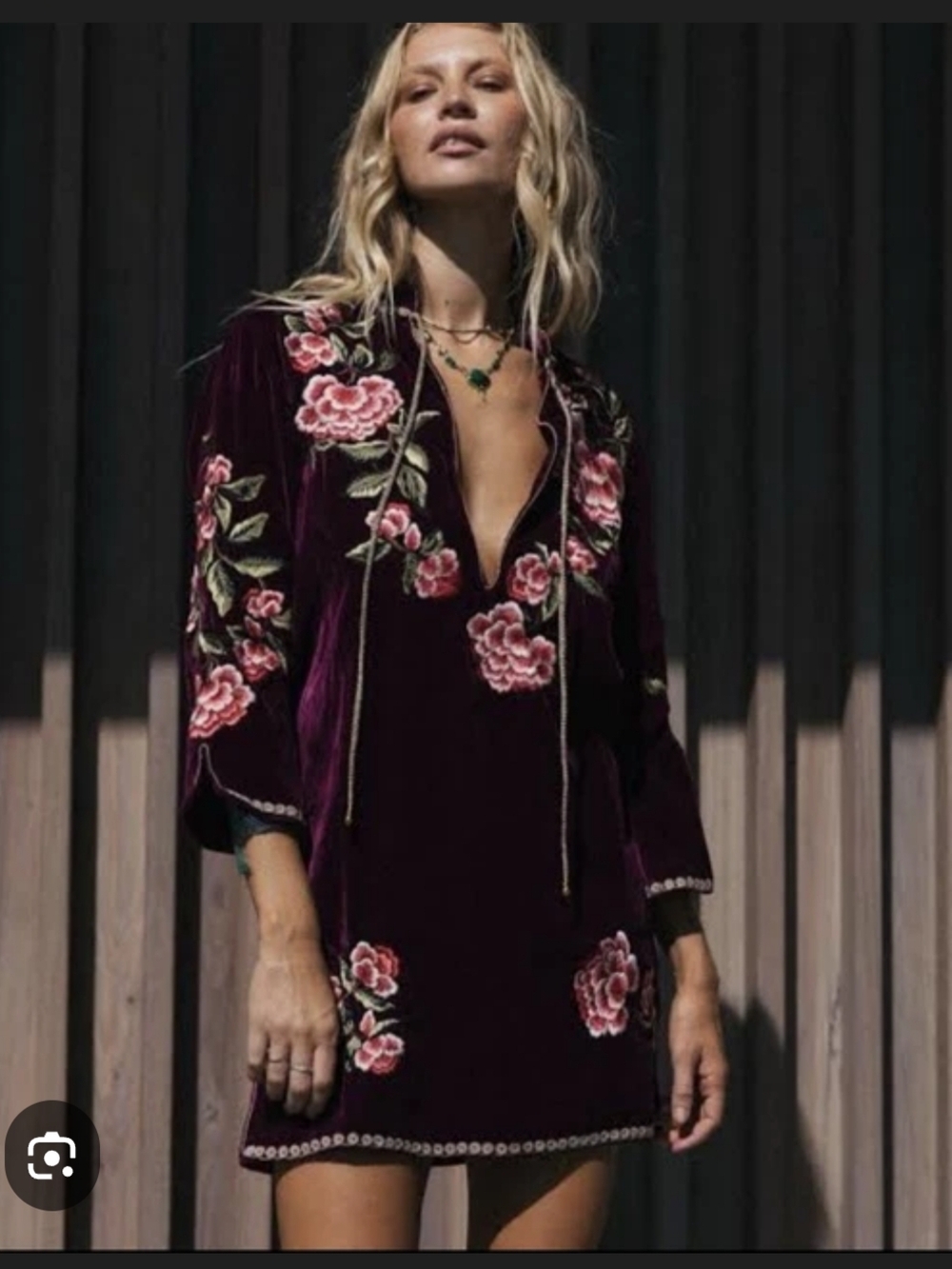 Chasing Unicorns Plum Velvet Dress with Pink Rose Embroidery